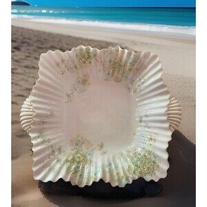 Foley English Double Handled Ruffled Decorative Dish China Floral Gold Trim